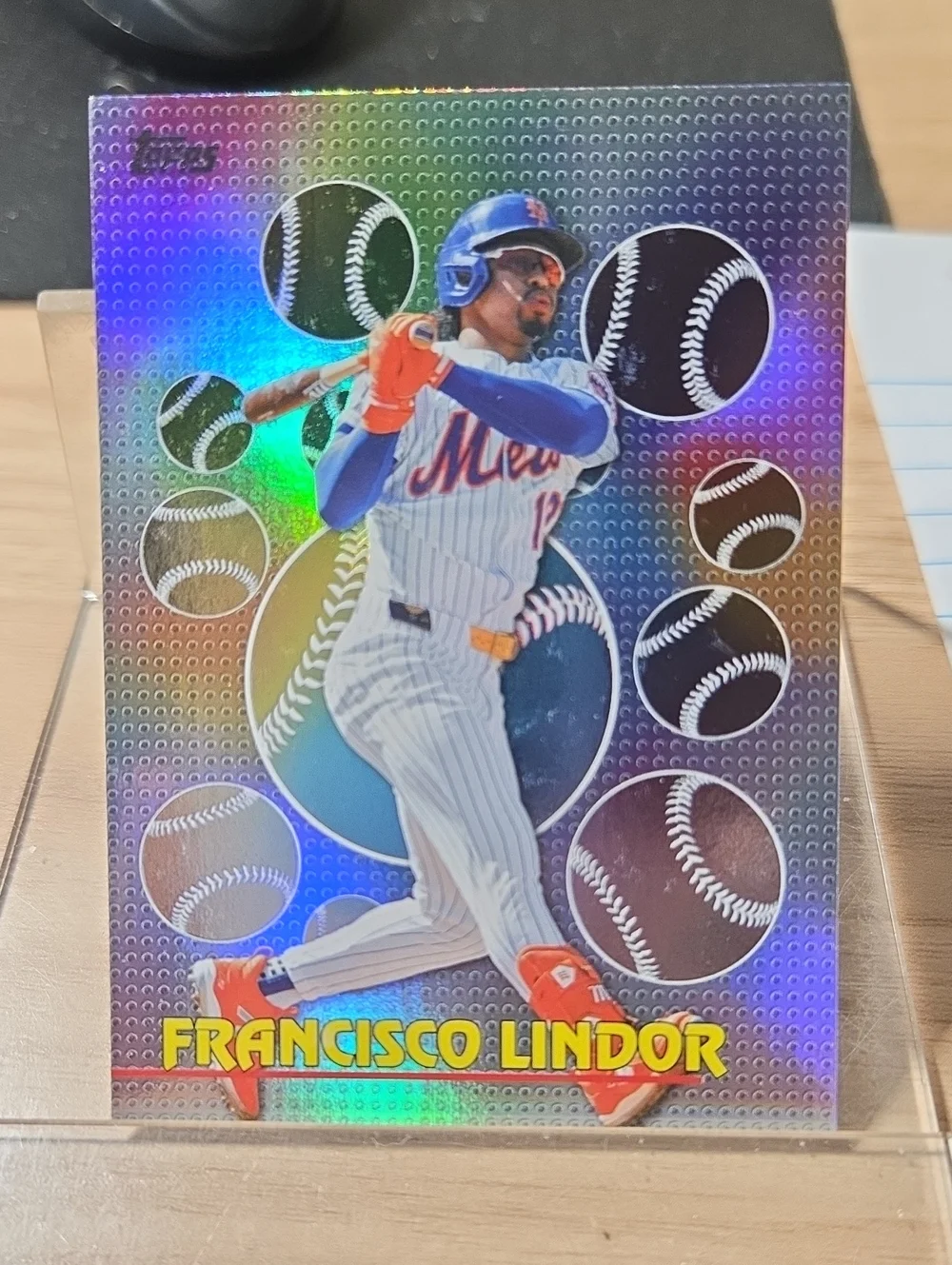 Topps Francisco Lindor Holofoil Baseball Trading Card - Blue, White, Red